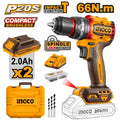 TALADRO ATORNILLADOR C/PERCUTOR A BATERIA 13MM COMPACT BRUSHLESS 20V P20S EN VALIJA C/2 BAT + 47 ACCESORIOS - CIDLI20668