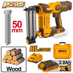 CLAVADORA A BATERIA 50MM 20V P20S BRUSHLESS PARA MADERA EN VALIJA C/ BAT CBNLI5008 INGCO