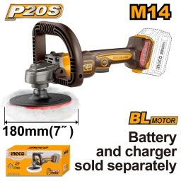 LUSTRA PULIDORA A BATERIA 7" 20V P20S BRUSHLESS S/BAT APLI2018 INGCO