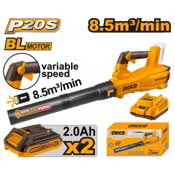SOPLADORA A BATERIA 8,5M3/MIN 20V P20S BRUSHLESS C/2 BAT CABLI204282 INGCO