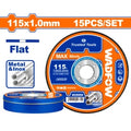 LATA X 15 DISCOS DE CORTE METAL 115MM 4 1/2" X 1.0MM WADFOW WAC2L45