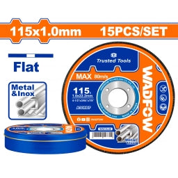 LATA X 15 DISCOS DE CORTE METAL 115MM 4 1/2" X 1.0MM WADFOW WAC2L45