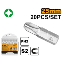 SET X 20 PUNTA ATORNILLADOR PHILLIPS PH2 25MM INGCO SDB11PH213