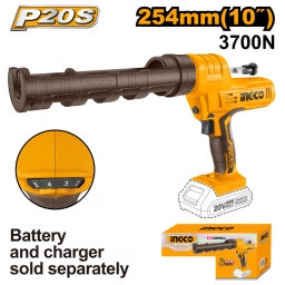 PISTOLA A BATERIA 20V APLICA SILICONA EN POMO S/BATERIA S/CARG INGCO CCGLI2001