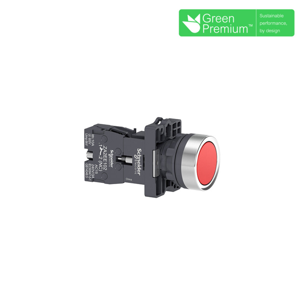Pulsador rasante rojo c/ retención 1NC ø22mm IP65 - TL5010
