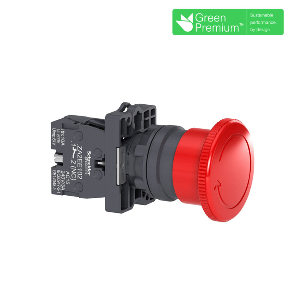 Pulsador tipo hongo c/ret. rojo 1NA + 1NC IP65 - TL5012