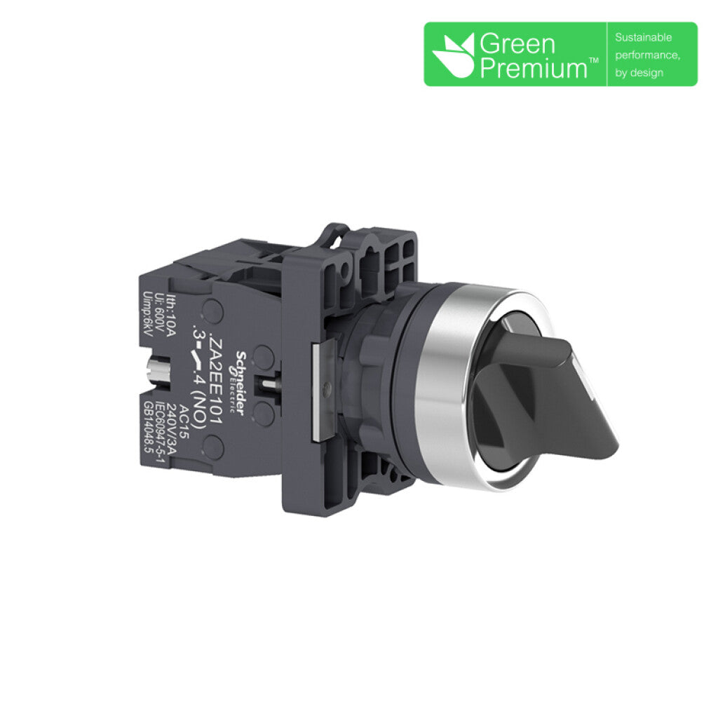 Selector 3 pos. 2NA maneta corta ø22mm negro Easy - TL5022