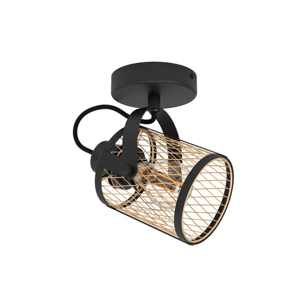 Spot articulado acero negro reja rombo E27 DELLOW - EG4094