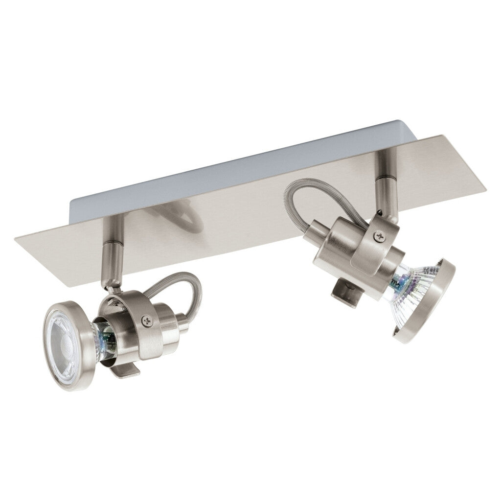 Spot de pared níquel mate 2XGU10 incl 3,3W TUKON 3 - EG0781