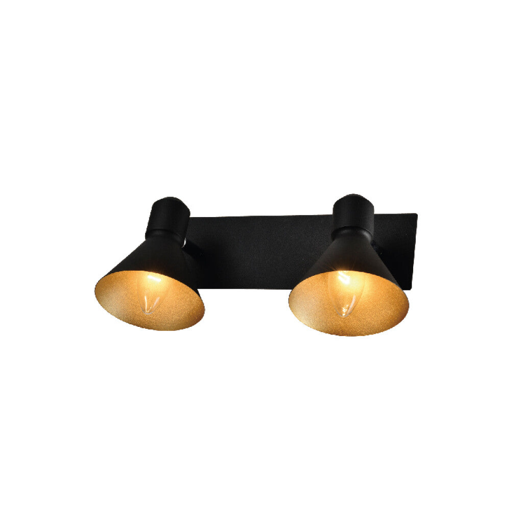Spot de pared tipo campana negro de 2 luces 2XE14 - IX9750
