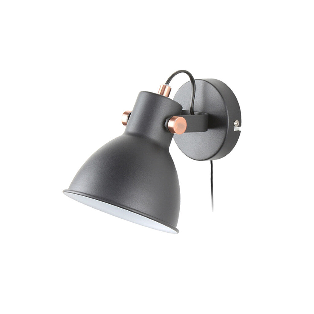 Spot pared campana negro E27 c/interrupt. en cable - IX9757