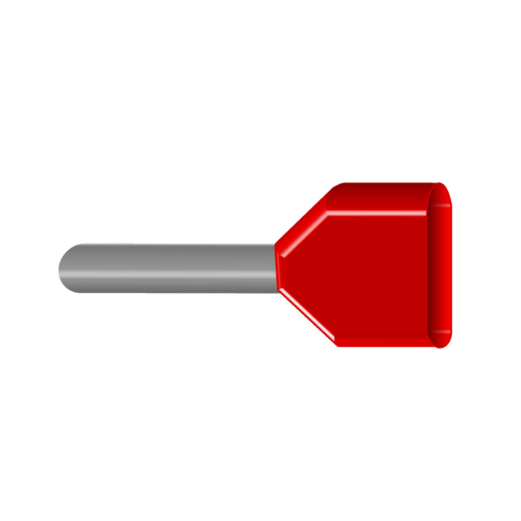 Terminal tipo pino p/2 conduct., cal. 2x1mm2, rojo - HI7115