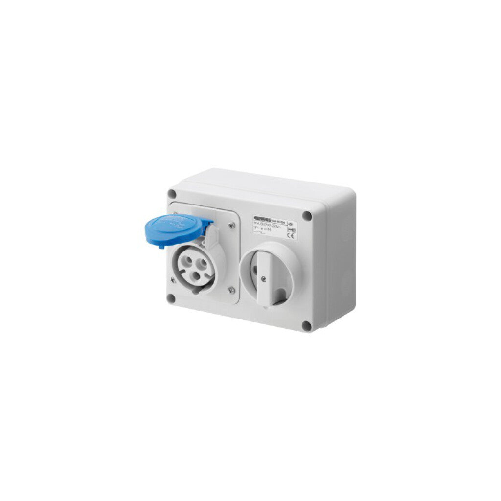 Tomacorriente c/ llave ext. IP44 2P+T 16A 6HS 220V - GG6004