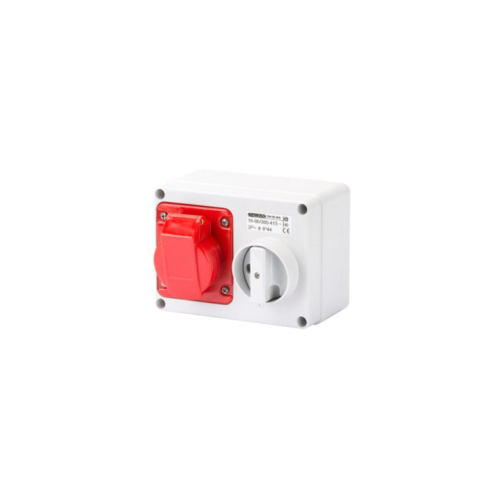 Tomacorriente c/ llave ext. IP44 3P+T 16A 6HS 380V - GG6008