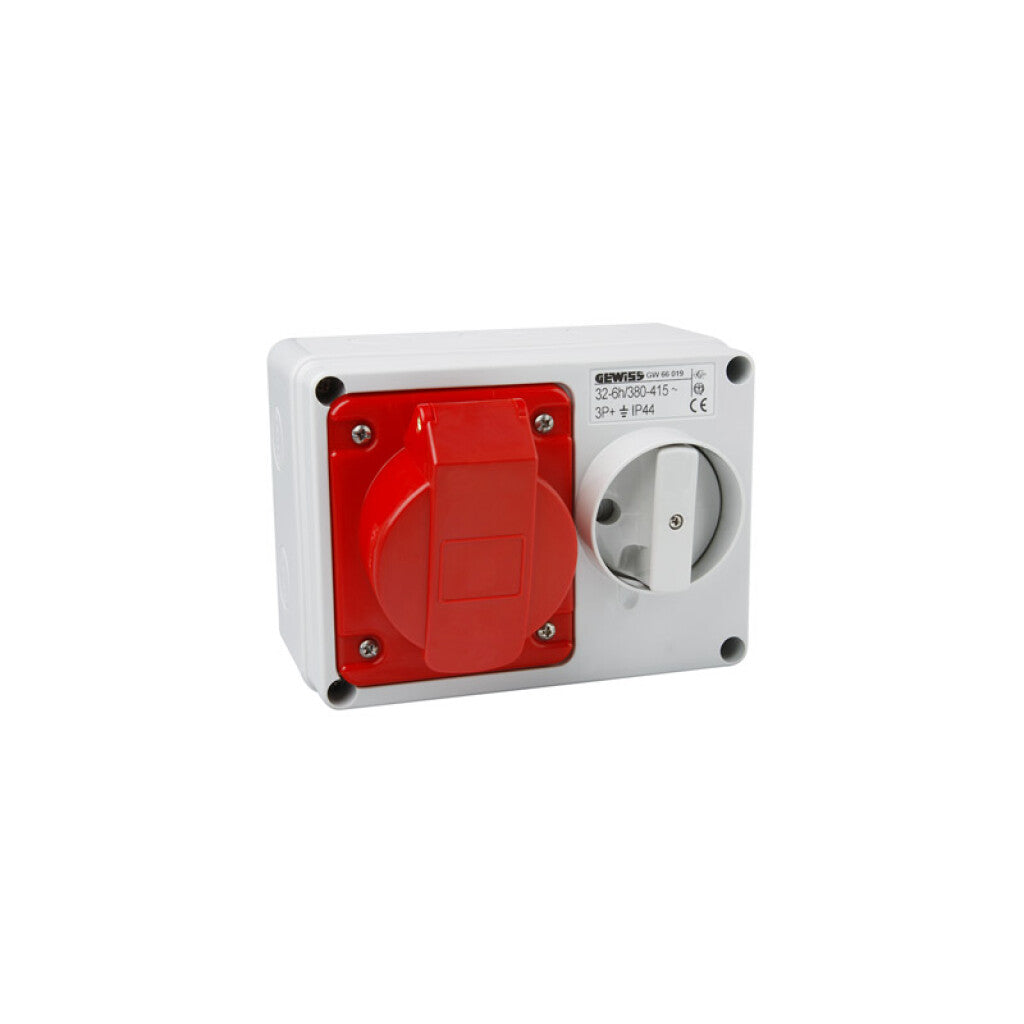 Tomacorriente c/ llave ext. IP44 3P+T 32A 6HS 380V - GG6019