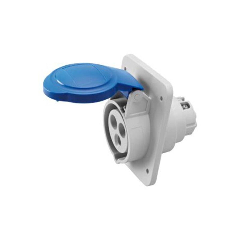Tomacorriente emb. industrial 2P+T 16A 6H 220V az - GG2205
