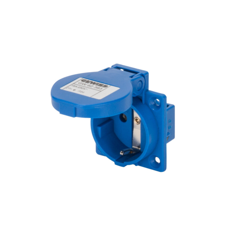 Tomacorriente emb. schuko 50x50 2P+T 16A 230V azul - GG2393