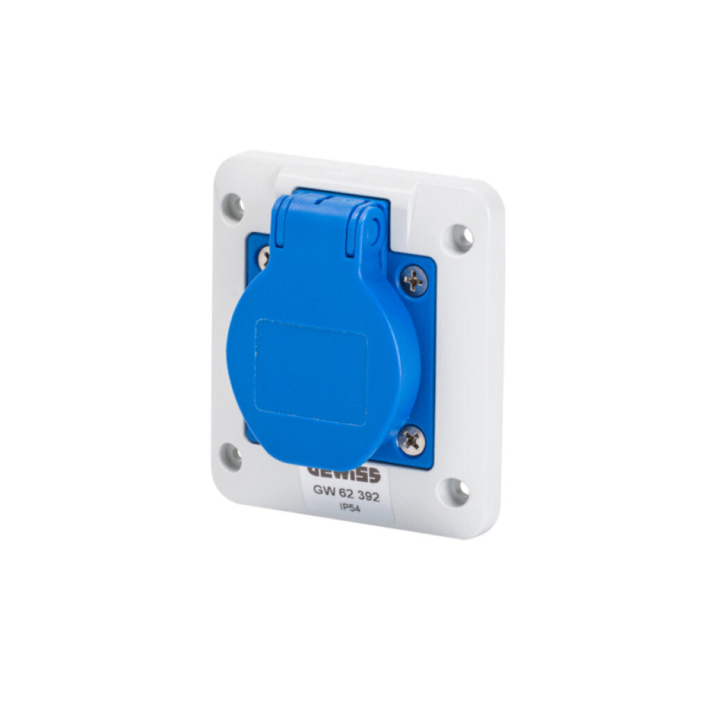Tomacorriente emb. schuko 85x75 2P+T 16A 250V azul - GG2392