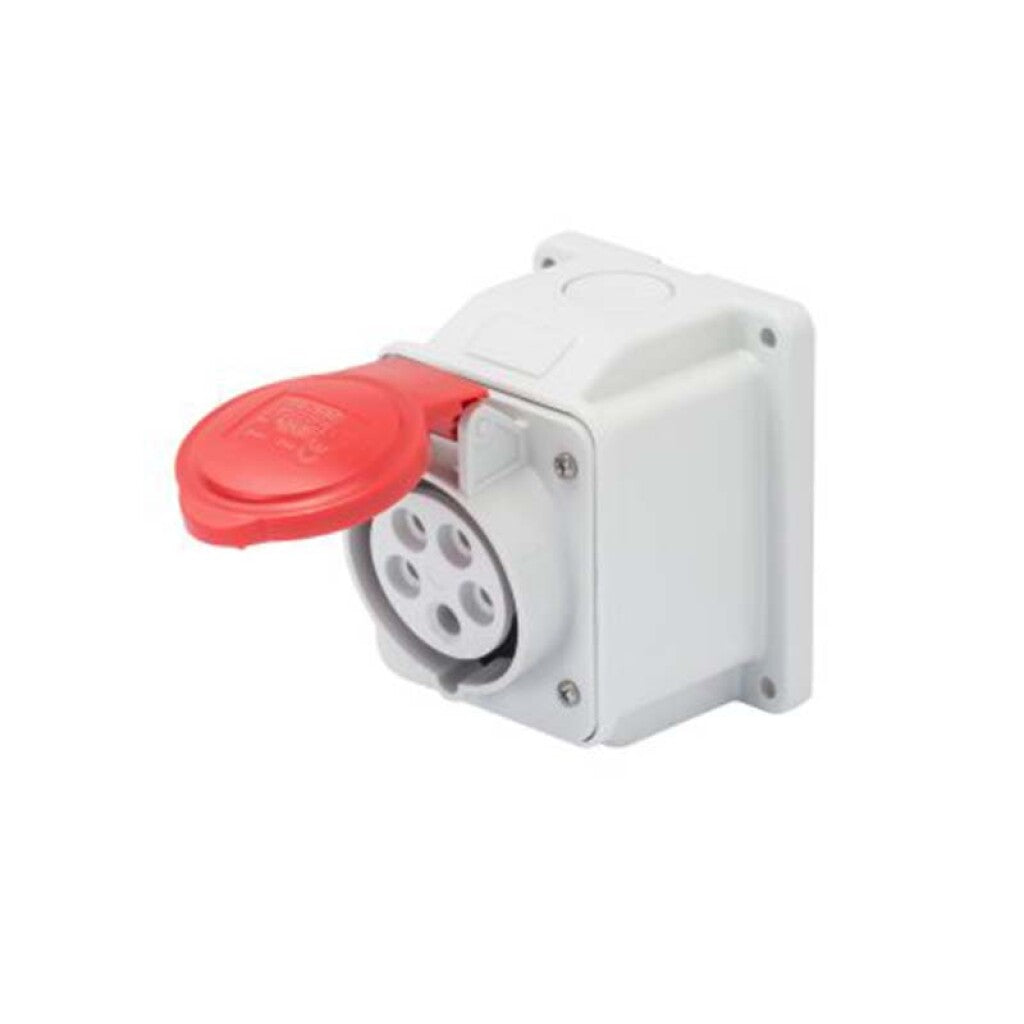 Tomacorriente ext. ind. 3P+T 32A 6HS 380V rojo - GG2492