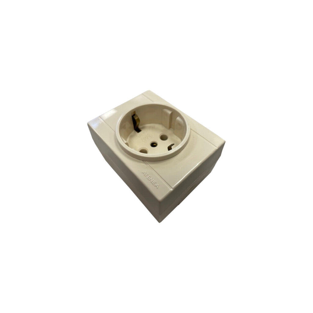 Tomacorriente schuko exterior, marfil - Atenea - M45512